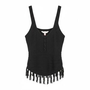 Uncommon James Black Knit Fringe Tank Sweater